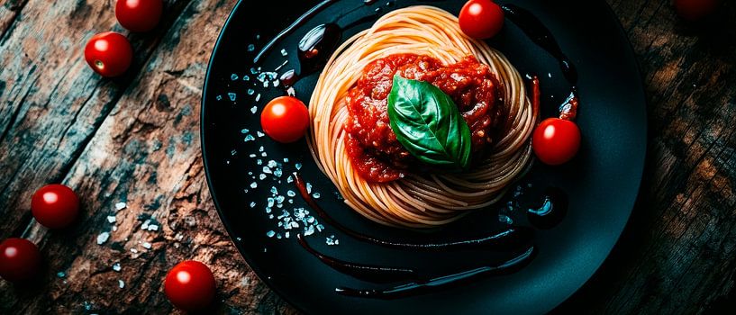 Spaghetti mit frischer Tomatensauce dekoriert von Poster Art Shop