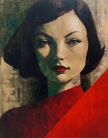 portrait Sœur en rouge sur Joost Berndes