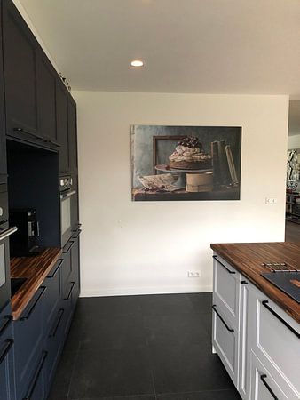 Chestnut mousse cake with caramel-coated cherries