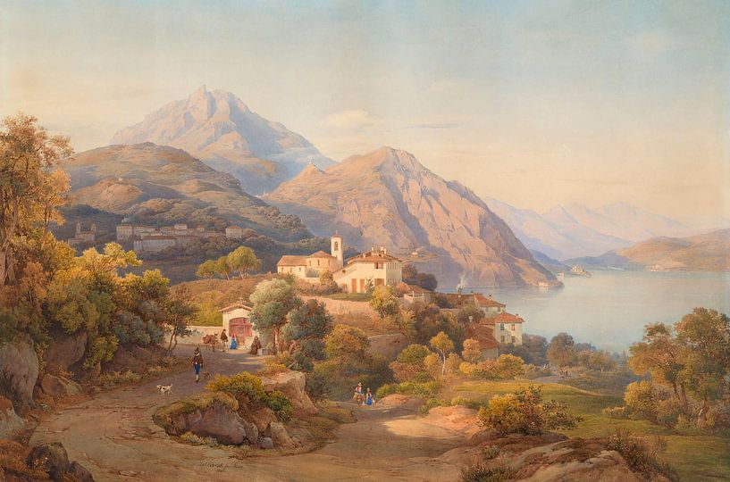 Salomon Corrodi, Hermann David Salomon Corrodi - Ein Sommerabend am Lago Maggiore von finemasterpiece