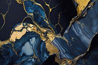 Marble gold blue black 2 by Digitale Schilderijen thumbnail