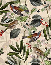 Vintage Vogeltuin van Floral Abstractions