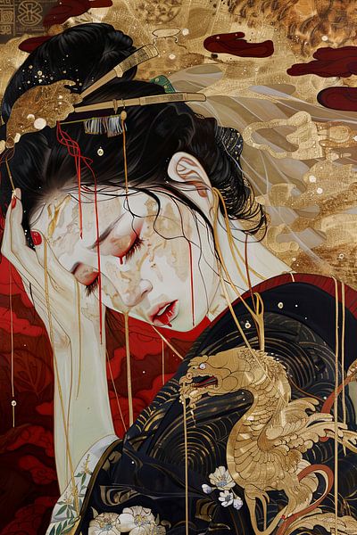 imprimé japonais geisha triste par Egon Zitter