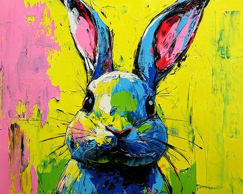 Zomer Konijn Kleur | Vrolijk Konijn Met Oren