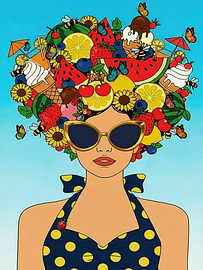 Moderne POP ART: Ausgelassene Sommerfrisur voller Obst und Eis's
