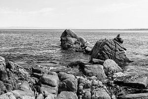 Des rochers dans le grand océan - Noir et blanc (C)