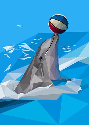 Dolfijn en de bal Abstract Low Poly