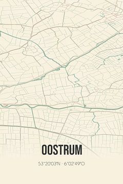 Vintage landkaart van Oostrum (Fryslan) van Rezona