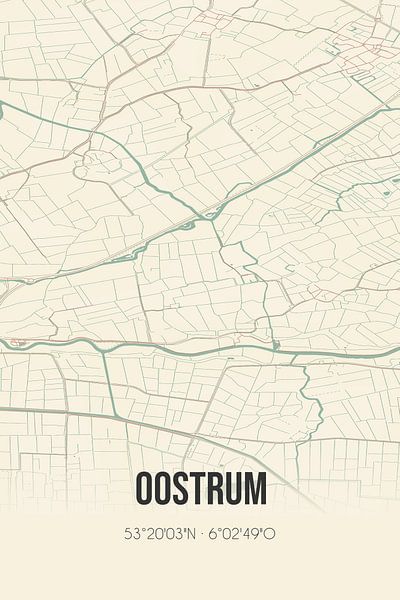 Carte ancienne d'Oostrum (Fryslan) par Affiches de lieux