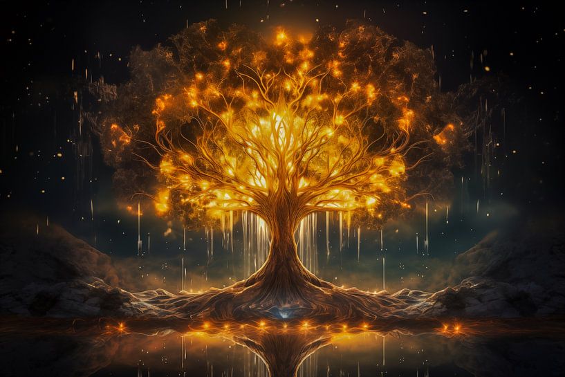 Baum des Lebens im Licht Hintergrund Illustration von Animaflora PicsStock