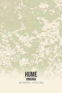 Carte ancienne de Hume (Virginie), USA. sur Rezona
