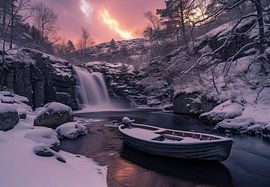 Kalter Morgen, Boot im Fjord