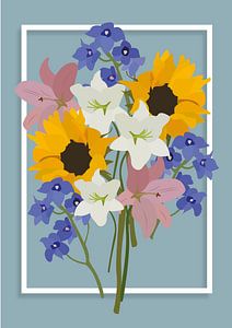 Blumenstrauß, Abbildung blau