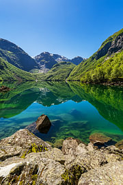 View of the glacial lake Bondhusvatnet near Sunndal in Norway by Rico Ködder