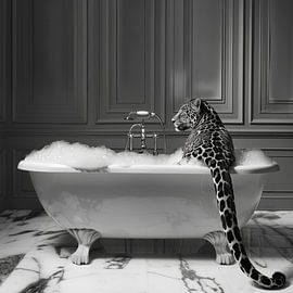 Jaguar élégant dans la salle de bain - Un tableau de salle de bain exotique pour vos toilettes