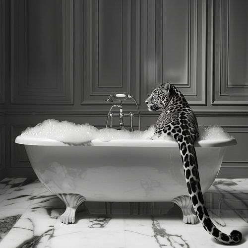 Elegante jaguar in de badkamer - een exotische badkamerfoto voor je toilet