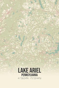 Vintage landkaart van Lake Ariel (Pennsylvania), USA. van MijnStadsPoster