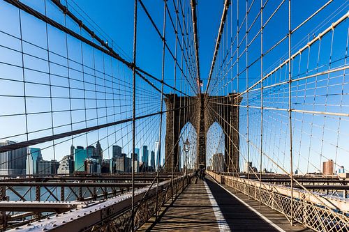 vue célèbre sur le pont de Brooklyn à New York