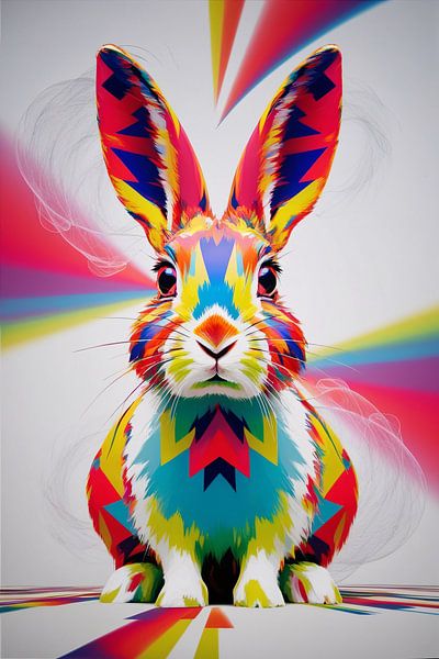Portrait abstrait d'un lapin coloré par Art & Soul Creations