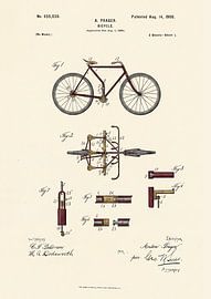 Brevet de 1900 pour un vélo vintage à trois places – Dessin technique sur papier ancien (1re partie) sur Zeger Knops