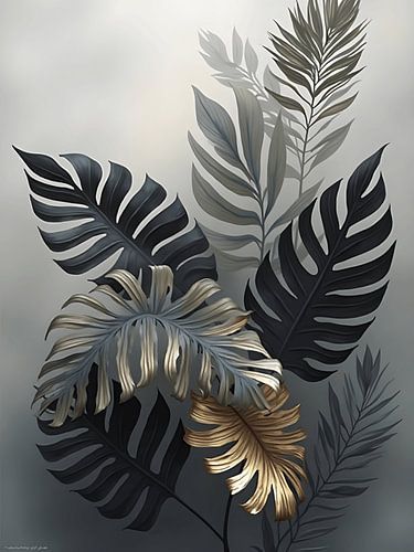 Golden Monstera Leaves