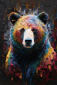 Explosive Colour Explosion with Bear by De Muurdecoratie
