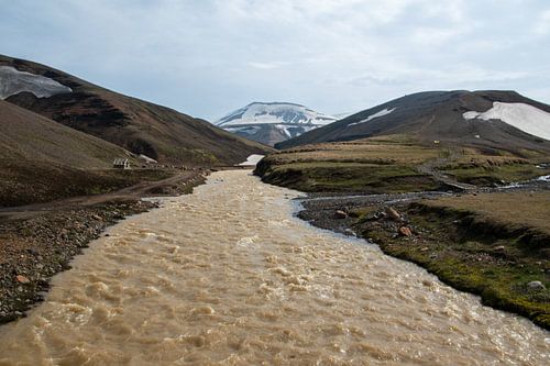 The river Jökuklvisl in the highlands of Iceland in the high temperature area Hveradalir at Kerlinga