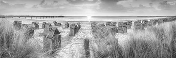 Zomer op het strand aan de Oostzee in zwart-wit. van Manfred Voss, Schwarz-weiss Fotografie