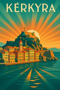Kérkyra (Korfu) Wandkunst - Vintage Travel Print