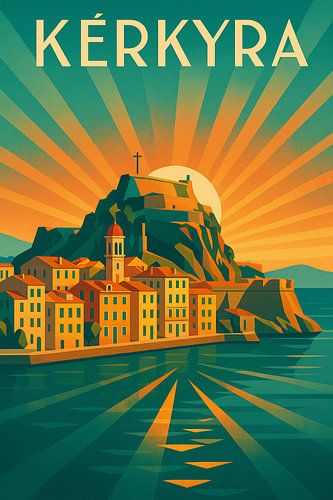 Kérkyra (Corfu) Wandkunst - Vintage Travel Print