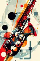 Abstract Jazz Saxophone in Colour