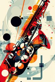 Abstraktes Jazz-Saxophon in Farbe von Imperial Art House