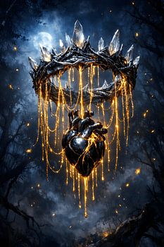 Gothic Crown Gold Heart Art