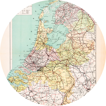 Vintage kaart Nederland Staatkundig van Studio Wunderkammer