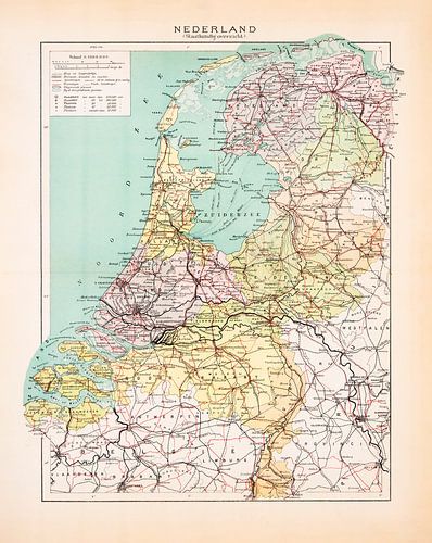 Vintage map Netherlands Statistical