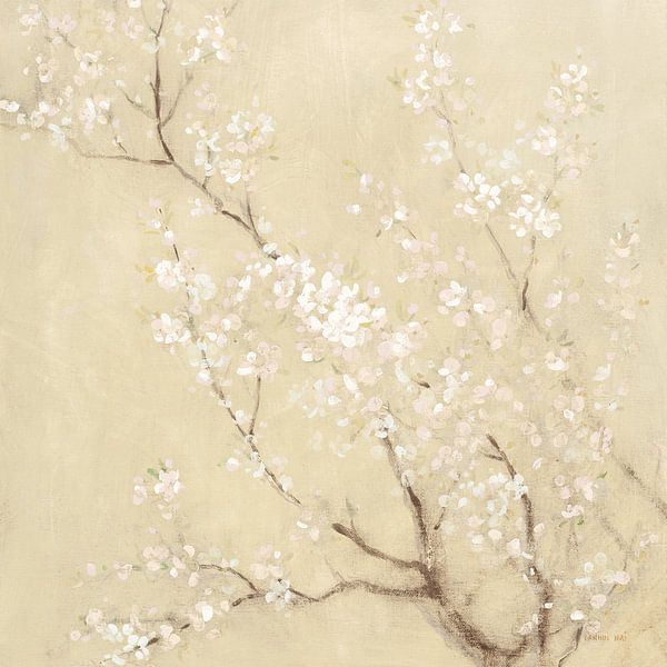White Cherry Blossoms I Linen Crop, Danhui Nai by Wild Apple