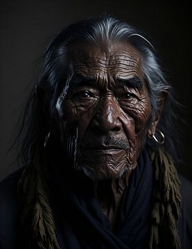 Alter Mann der amerikanischen Ureinwohner von Henk van Holten
