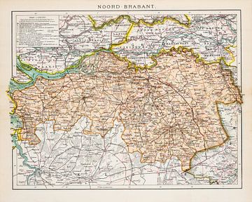 Vintage kaart Provincie Noord - Brabant ca. 1900 van Studio Wunderkammer