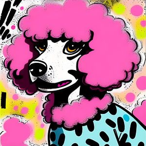 Pink Poodle Club 7 - graffiti portrait chien sur The Art Kroep