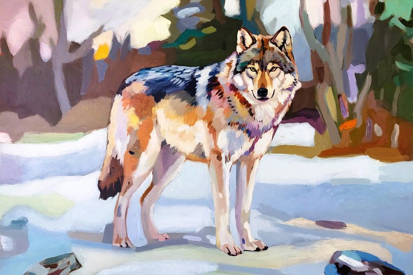 Loup dans un paysage d'hiver par Art & Soul Creations