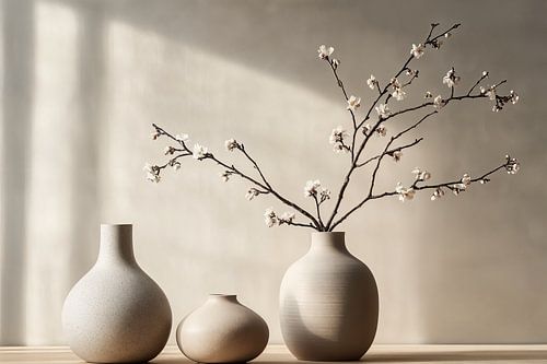 Drie Aardewerken Vazen in Aardetinten iv van Art Studio BB