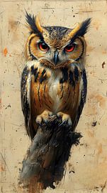 owl - little owl by Gelissen Artworks