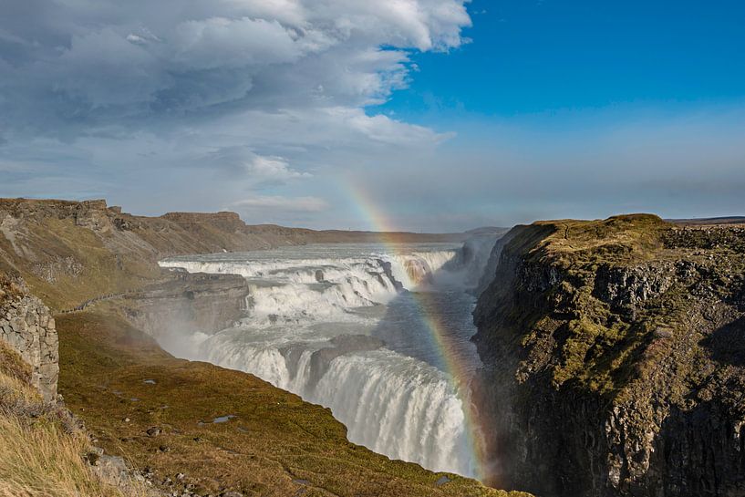 De Gullfoss, de grootste waterval van zuid IJsland van Gerry van Roosmalen