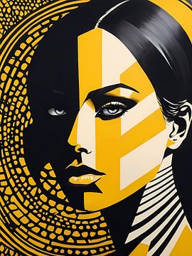 Pop Art Vrouwenportret Abstract Geometrische Kunst