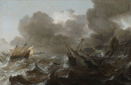 Schepen in een storm, Jan Porcellis