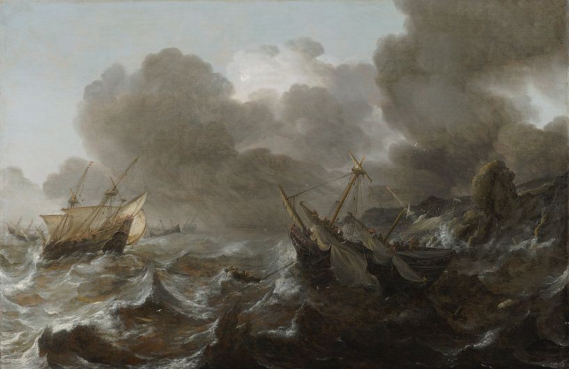 Schiffe im Sturm, Jan Porcellis von Meisterhafte Meister
