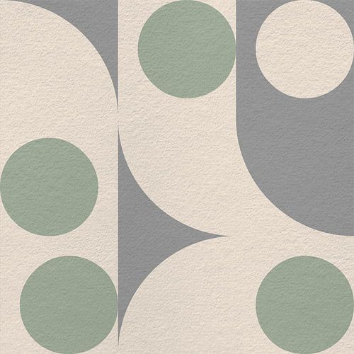 Bauhaus en retro 70s geïnspireerde geometrie in pastels. Groen, grijs, beige