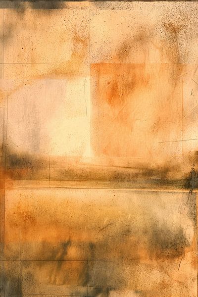 Beige Orange Abstrakt - Gelassene Landschaft von BowiScapes Abstrakt und digitale Kunst