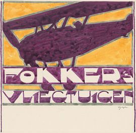 Reijer Stolk, Entwurf für Werbung für Fokker-Flugzeuge, 1906 - 1945 von Atelier Liesjes