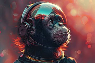 Hyperrealistische aap in ruimtepak met helm van Felix Brönnimann